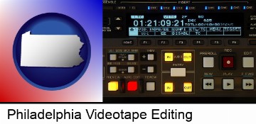 a videotape editing console in Philadelphia, PA